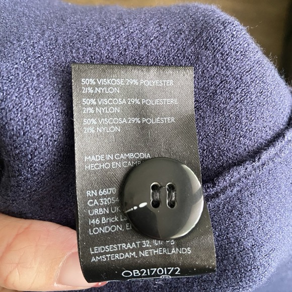 Maeve Anthropolgie Double-Breasted Navy Blue Knit Sweater Blazer - Picture 5 of 6